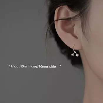 [Xiangnan] 925 Sterling Silver Cross Ball Stud Earrings Special-Interest Design 2025 New Hot-Selling Earrings Classy Female Earrings 925 silver cross round bead earrings (two price)