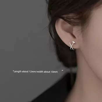 Xiangnan 925 Sterling Silver Cross Female Niche Style Design Ear Studs 925 silver cross stud earrings (two price)