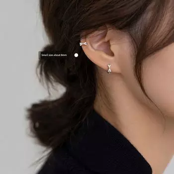 Xiangnan 925 Sterling Silver Niche Summer Women Bow 925 silver Bows ear ring 8mm (two prices)