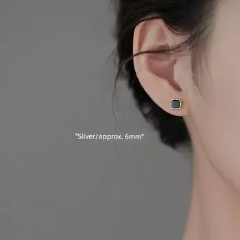 Xiangnan 925 Sterling Silver Women s Hot-Selling Earrings Niche Style Square 925 silver cube stud earrings Silver (two price)