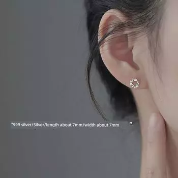 Xiangnan 925 Sterling Silver Zircon Women s Petite Earrings Garland 999 silver wreath earring Silver (two price)