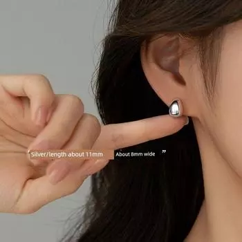 [Xiangnan] 999 Silver Bean Ear Studs Special-Interest Design Female Earrings 2025 New Best Selling Accessible Luxury Fancy Earrings 999 Silver Needle Bean Earrings Silver (Two Price)