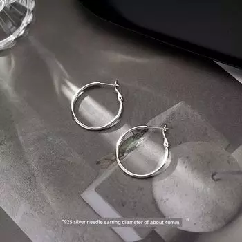 Xiangnan 999 Silver Niche Style Fancy Women s Earrings 925 silver needle 40mm ear ring (two price)