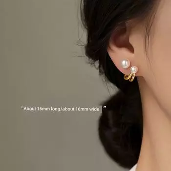 [Xiangnan] 999 Silver Pearl Earrings Female Special Interest Light Luxury 2025 New Best Selling Elegant Fancy Earrings Earrings 999 silver pearl stud earrings (two price)