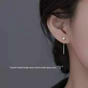 Xiangnan 999 Sterling Silver Ear-Caring Best Selling Geometric 999 silver square ear line short (two price)