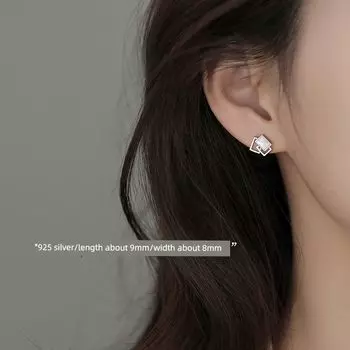 [Xiangnan] 999 Sterling Silver Geometric Ear Studs New Arrival 2025 Hot-Selling Earrings Light Luxury Minority Fancy Female Earrings 925 silver geometric stud earrings (two price)