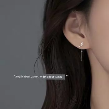 [Xiangnan] 999 Sterling Silver Leaves Hanging Earrings Niche Style 2025 New Arrival Hot-Sale Earrings Fancy Earrings Female Earrings 999 silver asymmetric leaf ear line (two price)
