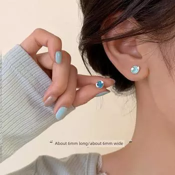 [Xiangnan] 999 Sterling Silver Moon Sun Stud Earrings Fancy Female 2025 New Arrival Hot-Selling Earrings Special-Interest Earrings 999 Silver Moon Sun Earrings (two price)