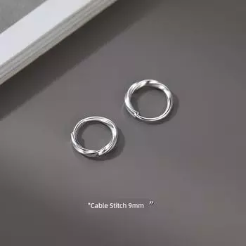 Xiangnan 999 Sterling Silver Simple Bracelet Best Selling Women s Sleep Earrings 999 silver Cable Stitch ear ring 9mm (two price)