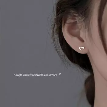 Xiangnan Loving Heart in Sterling Silver Best Selling Niche Style Female Stud Earrings 999 silver Heart stud earrings (two price)