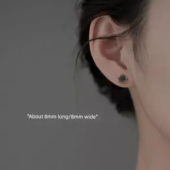 Xiangnan Rose Best Selling Female Fancy Niche Style Silver Needle 999 silver needle rose earrings (two price)