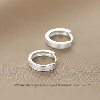 Xiangnan Simple Bracelet Hot-Sale Earrings Female Light Luxury Minority Pure Silver 999 foot silver ring earrings large (two price)