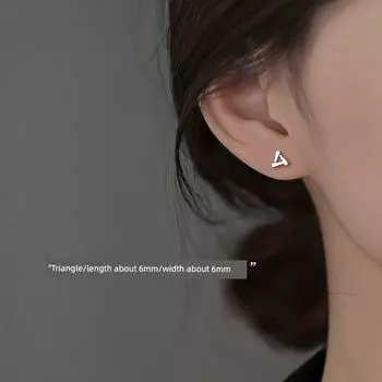 Xiangnan Sterling Silver Best Selling Niche Style Sleep No Need to Take off Female Stud Earrings 999 silver triangle earrings (two price)