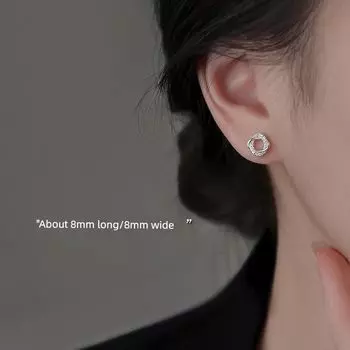 Xiangnan Sterling Silver Stud Earrings Best Selling Niche Style Fancy Geometric 999 silver Mobius stud earrings (two price)