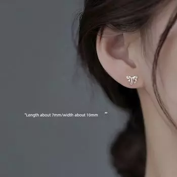 Xiangnan Sterling Silver Stud Earrings Best Selling Niche Style Bows 999 silver Bows stud earrings (two price)