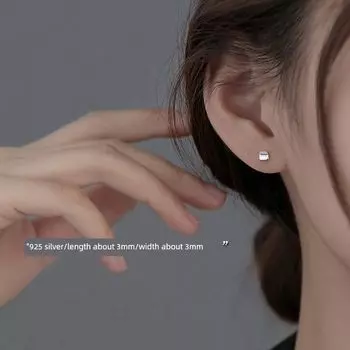 Xiangnan Sterling Silver Women s Delicate Earrings Special-Interest Design Square 925 silver cube earrings (two price)