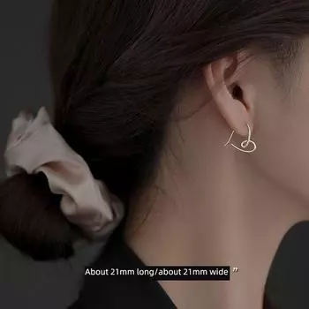 Xiangnan Women s 925 Special-Interest Design Sterling Silver Hot-Selling Earrings Silver 925 silver Heart Cable Stitch earrings (two price)