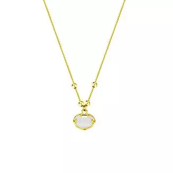 Xiangyun Fu Lock Long Life Lock ожерелье Женский Белый Нефрит Ruyi Замок Безопасности Ретро Китайский Стиль Ключица Цепочка Ранняя Весна copper