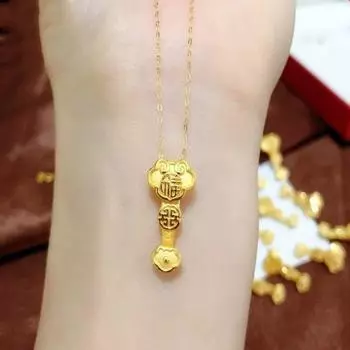 Xiangyun Ruyi Золотое ожерелье с подвеской в виде благоприятного мира в виде руки 40CM золотой