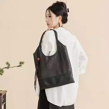 «Xiangyunsha Black Mulberry Silk Tote – сумка в китайском стиле с большой вместимостью» Xiangyunsha Black Turtle