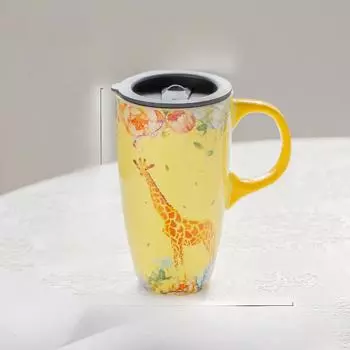 Xianlin Mizhi Animal Ceramic Cup Large Capacity Water Cup with Lid Office Couple Mug Solitaire Tea Cup 560ml