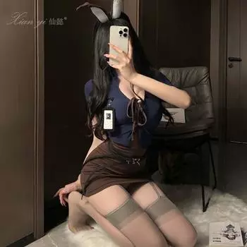 Сяньи Эротическое нижнее белье Ночной клуб Юбка на бедрах Чистое желание Маленькая грудь Большая сексуальная форма зайчика Искушение Бесплатно 604 M