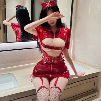 Сяньи Эротическое нижнее белье Открытая промежность Бесплатная униформа медсестры Облегающее Искушение Чистая похоть Горячая страсть Костюм для косплея Женский 535 M