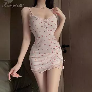 Xianyi Эротическое нижнее белье Чистое желание Вишня Сексуальная пижама Женская Кровать Маленькая грудь Плюс грудь Поролоновая чашка Страсть Униформа Соблазн 563 M