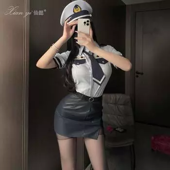 Сяньи Эротическое нижнее белье Чистое желание обернуть ягодицы Униформа стюардессы Большой размер Соблазн Костюм сексуальной полицейской Клубная одежда 598 S