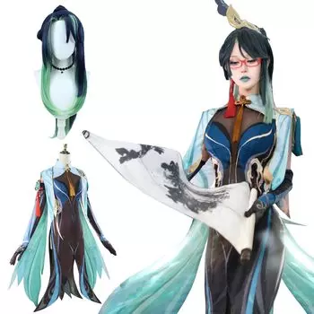 Xianyun Косплей с париком Rugumo Genshin Косплей Костюм Взрослый костюм Культурный фестиваль Костюм для мероприятий Сценическая одежда Xianyun Косплей с Kanun [Kanzu]