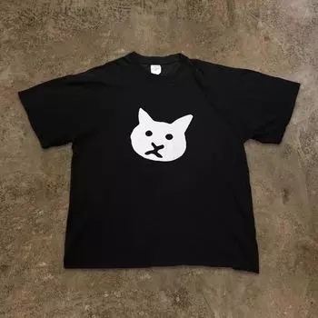 Xiao Chen s Story Is 260G More than Heavy Weight Pure Cotton! Three Kitty Men s and Women s Couple s Easiest for Match Short-Sleeved T-shirt Black XL [260g Heavy weight pure cotton]]