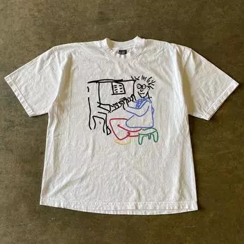 Xiao Chen s Story Is 260G More than Heavy Weight Pure Cotton! Summer New Arrival Loose Design Niche Style American Short-Sleeved T-shirt White XL [260g Heavy weight pure cotton]]
