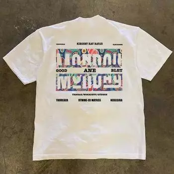 Xiao Chen s Story Is 260G More than Heavy Weight Pure Cotton! Chinese Fad Vintage American Letters Couple Clothes for Men and Women Loose White S [260g Heavy weight pure cotton]]