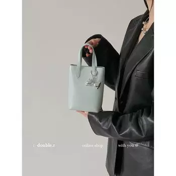 Xiao Rui Pretty Bag Danish Fairy Tale Handmade Oil Wax Tote Bag Blue Sea Blue-a small amount of In Stock