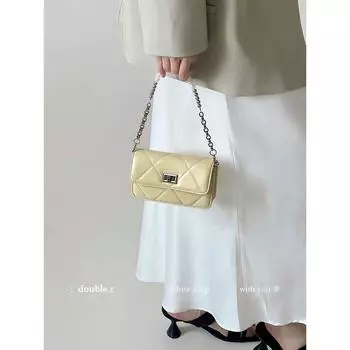 Xiao Rui Pretty Bag Silver White Hazy Classic Style Pearl Chain Small Bag Female 2025 New Shoulder Bag Messenger Bag Yellow Chick Yellow-small amount of In Stock