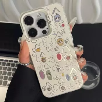 Xiao Xin Haha Серебристый Жесткий Чехол для Apple iPhone 12/13/15/15 Pro/16 Pro/16 Pro Max. 12