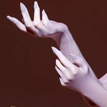 [Xiao Yin] Shiny Five-Finger Hand Silk Aurora Couple Men and Women Sexy Silky Seamless Black Silk Aircraft Sexy Gloves White One size