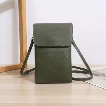 Xiaoa Dai Натуральная кожа Кроссбоди Легкая Повседневная Сумка для телефона Green