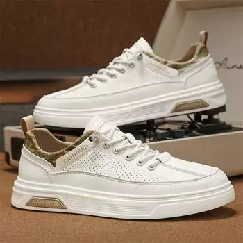 Xiaobai men s shoes spring trend versatile breathable thin casual flat baseplate shoes men s white shoes sports heightening shoes 39
