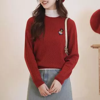 Xiaohe 25 Весенний шерстяной вязаный свитер в китайском красном цвете L