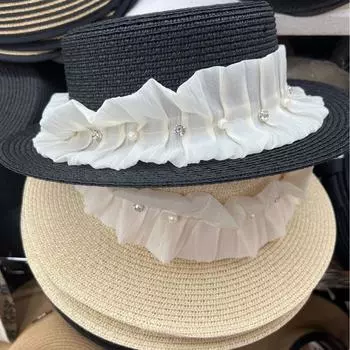 Xiaohongshu летняя соломенная шляпа для путешествий на море, защиты от солнца, пляжная шляпа с бантом на ремне и плоским верхом, шляпа феи, прилив M56-58cm хаки
