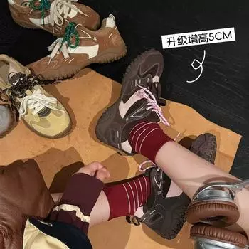 Xiaohongshu популярная 2024 осень новая внутренняя высота увеличение толстая подошва универсальная мода досуг спорт папы обувь ниша де 35