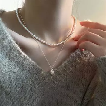 Xiaohongshu - популярное жемчужное ожерелье, модная женская цепочка с подвеской из стерлингового серебра 925 пробы 925 silver