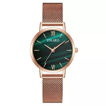 Xiaohongshu популярные маленькие зеленые часы женские часы Milan женские кварцевые часы с сетчатым ремешком