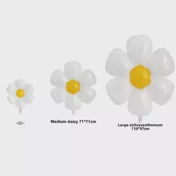 Xiaohongshu-рекомендует белый шар-смайлик в виде ромашки-франжипани для декора вечеринки по случаю дня рождения