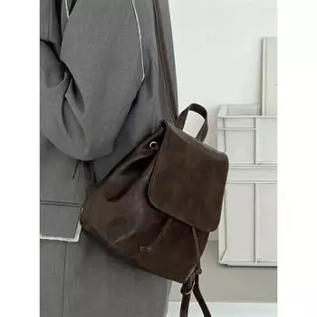 Xiaohongshu тот же маленький ретро американский коричневый рюкзак BM2024 новый простой универсальный сумка через плечо коричневый