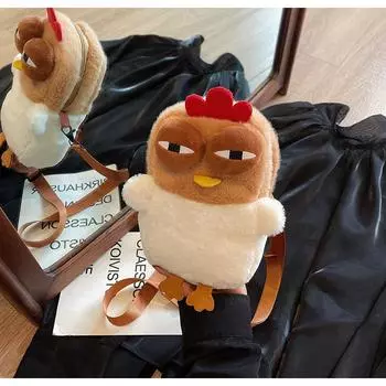 Xiaohongshu тот же уродливый милый хихикающий цыпленок косая сумка-мешок симпатичная плюшевая сумка для мобильного телефона кукла портативная косая сумка-мешок