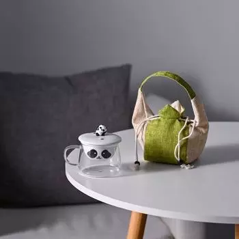 Xiaohongshu Высокоценная чашка для чая с цветком панды, стеклянная чашка для чая с разделением, офисная чашка, керамический фильтр-вкладыш с крышкой, набор 230 ml белый