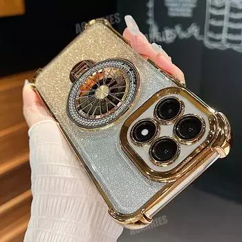 Xiaomi14t Plating Rotate Holder Silicone Case On For Xiaomi Mi 14t Pro 13t 12t Mi14tpro Mi14t Mi14 T Stand Cover Mi13t Mi12t New for mi 14t