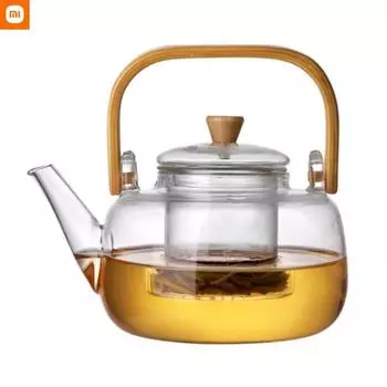Xiaomi 1000L термостойкий стеклянный чайник, прозрачный чайник, заварочный чайник для цветов, портативный чайник, бытовая посуда для напитков 1000ml Tea Pot